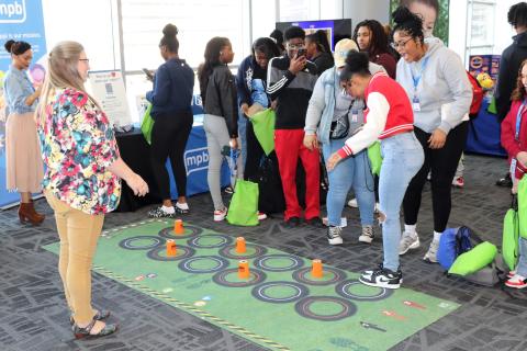 Students playing healthy games.